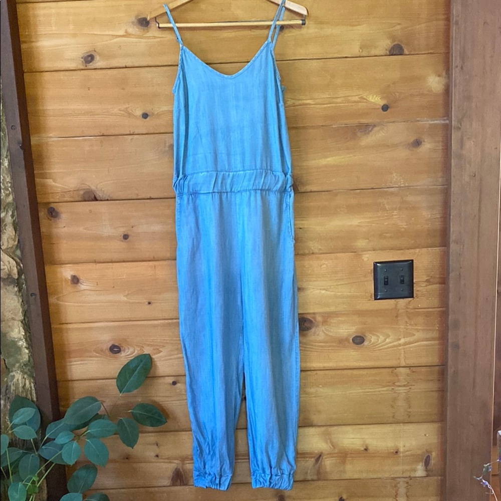 Woven by Synergy Organic Chambray Romper XS Adjustable Straps w/ Pockets Summer
